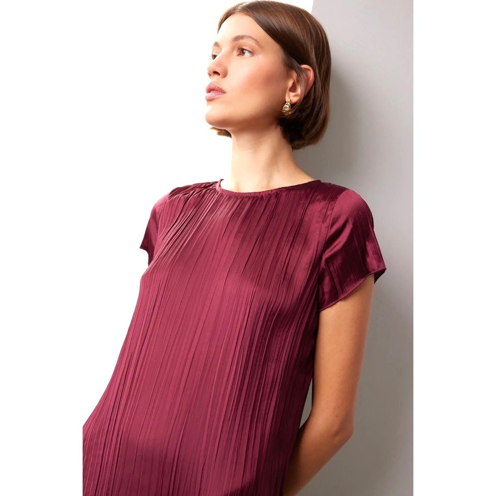Madewell Slip Midi Autumn Wedding Guest Dress Women S Burgundy Plisse Minimalist